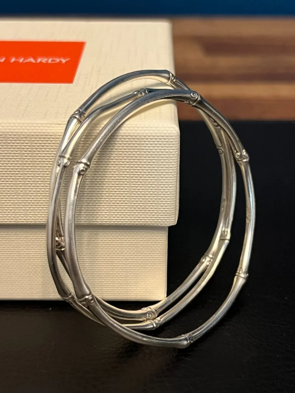 John Hardy Sterling Silver Bamboo Bangle Bracelet x3